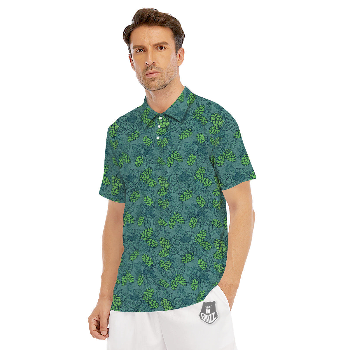 Hop Cone Cute Print Pattern Men's Golf Shirts-grizzshop