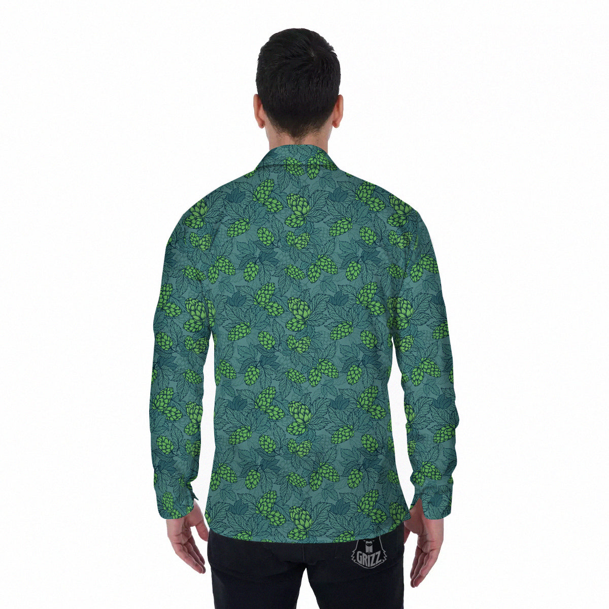 Hop Cone Cute Print Pattern Men's Long Sleeve Shirts-grizzshop