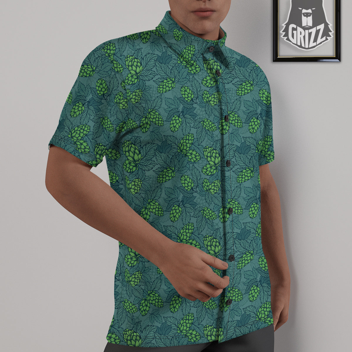 Hop Cone Cute Print Pattern Untucked Shirts-grizzshop