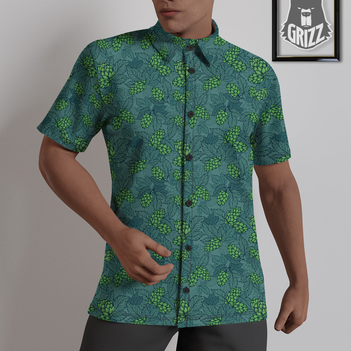 Hop Cone Cute Print Pattern Untucked Shirts-grizzshop