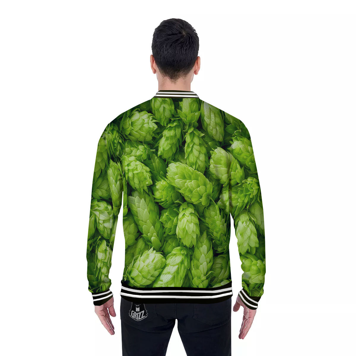 Hop Cone Fresh Print Baseball Jacket-grizzshop