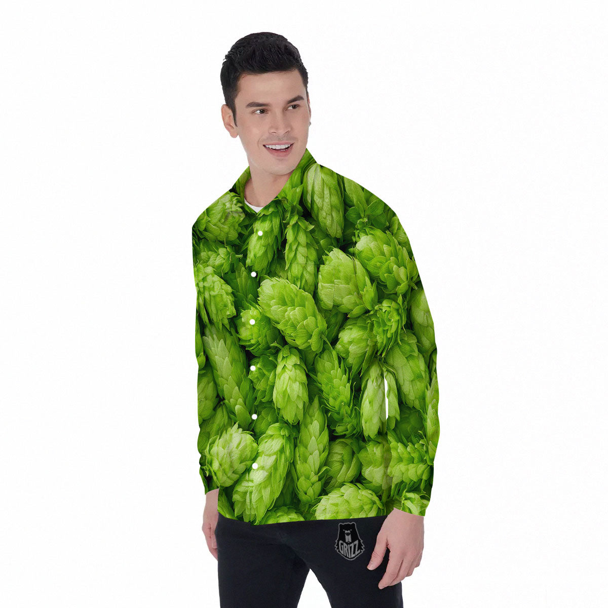 Hop Cone Fresh Print Men's Long Sleeve Shirts-grizzshop