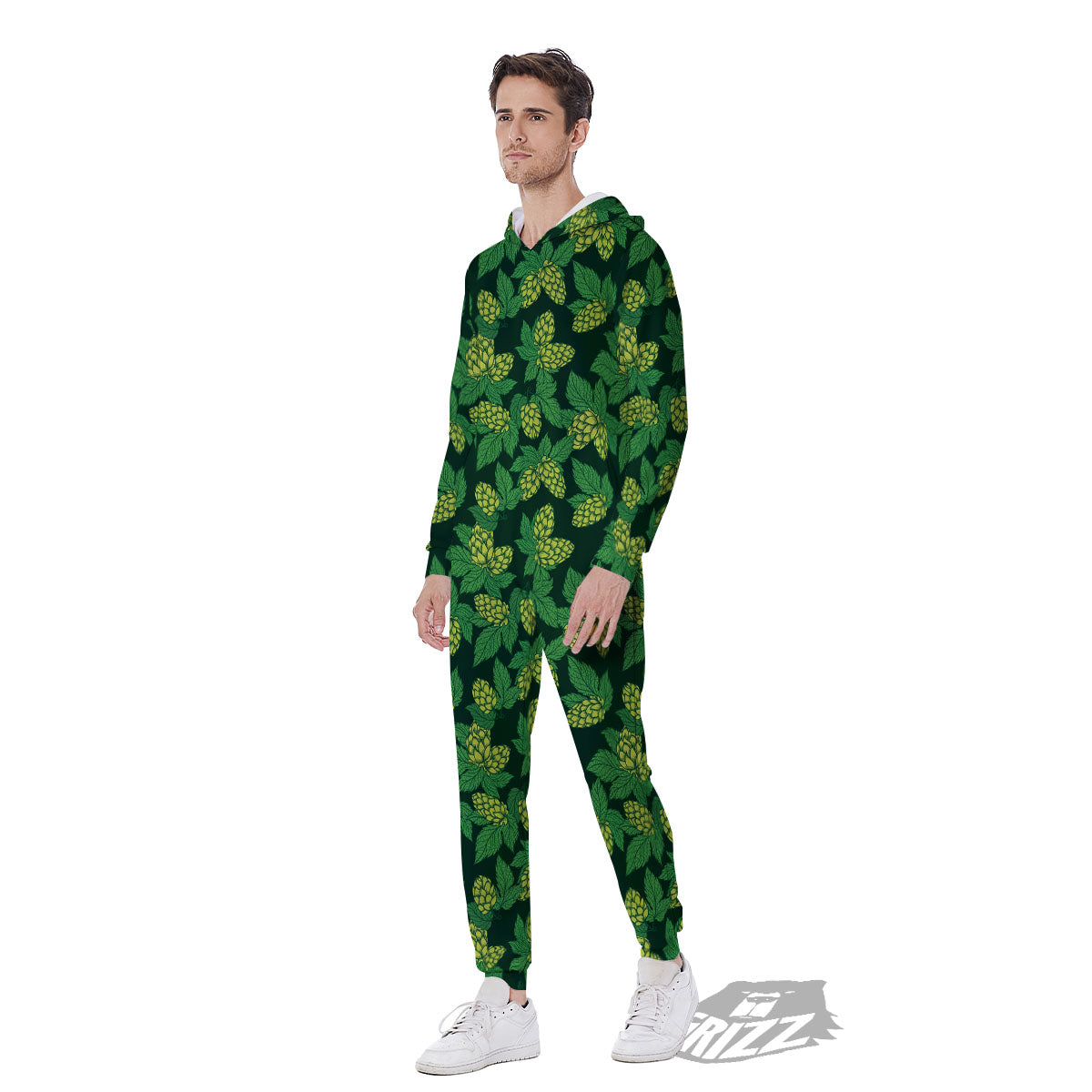 Hop Cone Green Print Pattern Men's Jumpsuit-grizzshop