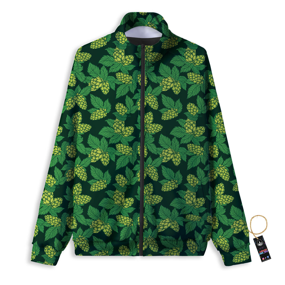 Hop Cone Green Print Pattern Track Jacket-grizzshop
