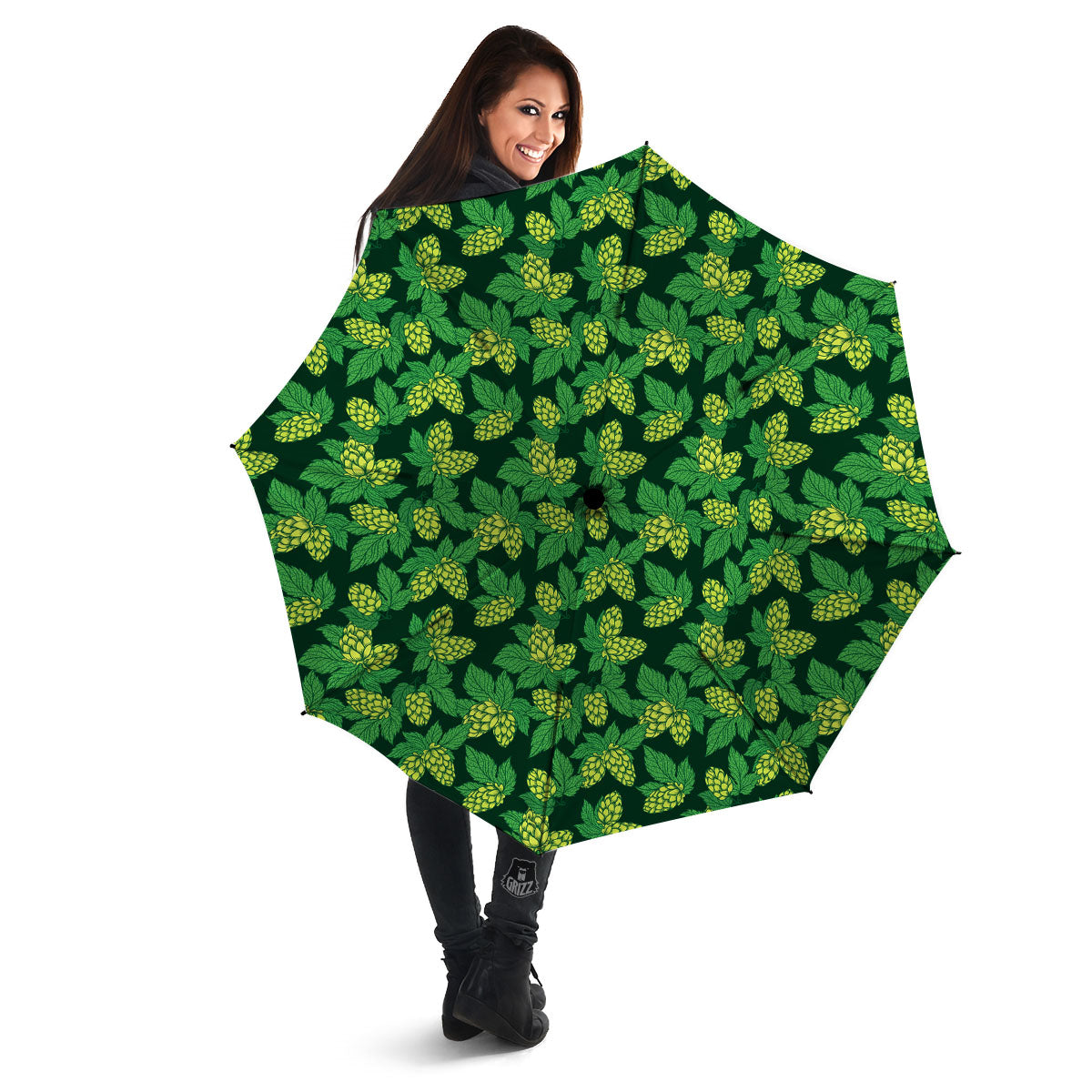 Hop Cone Green Print Pattern Umbrella-grizzshop