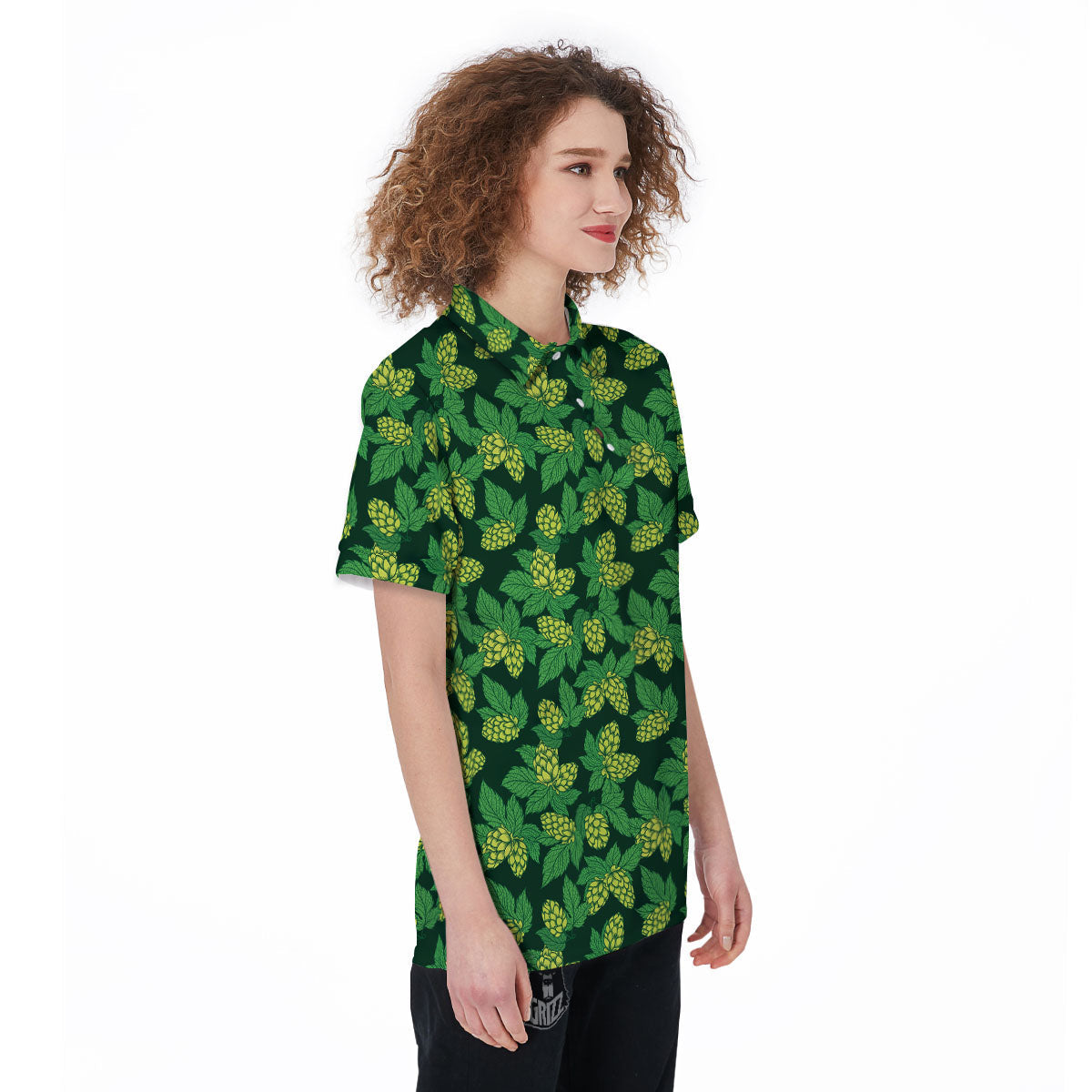 Hop Cone Green Print Pattern Women's Golf Shirts-grizzshop