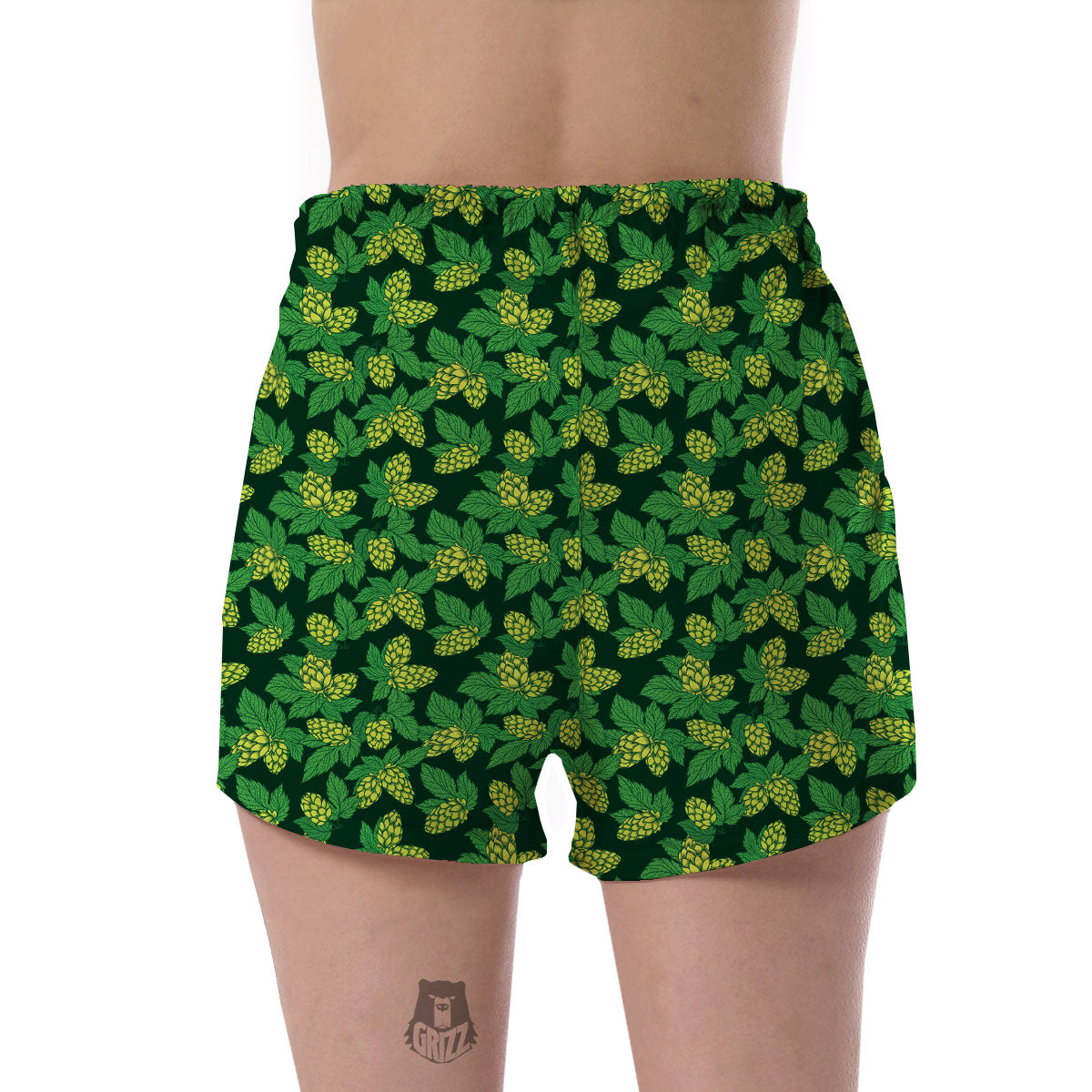 Hop Cone Green Print Pattern Women's Shorts-grizzshop