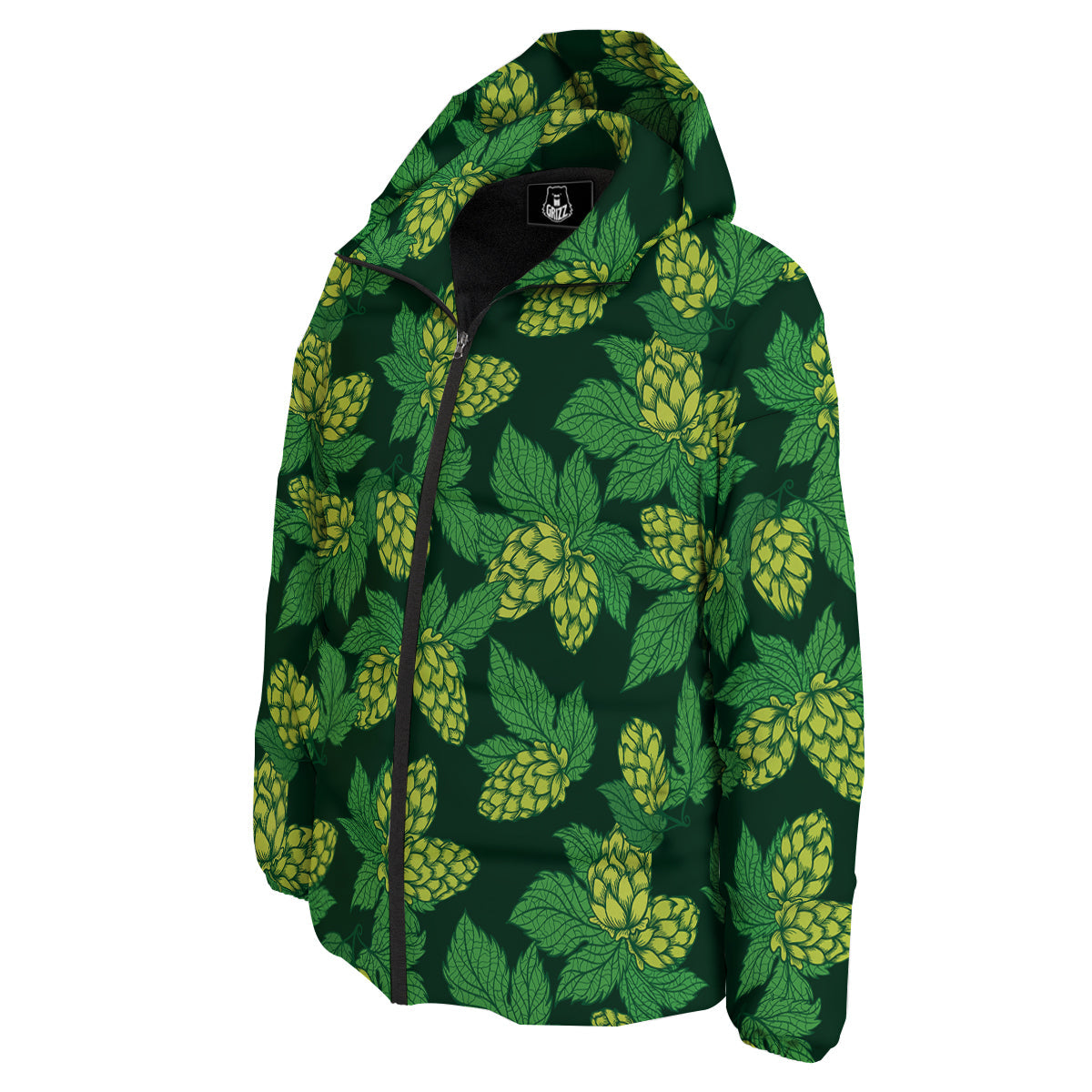 Hop Cone Vintage Print Pattern Down Jacket-grizzshop