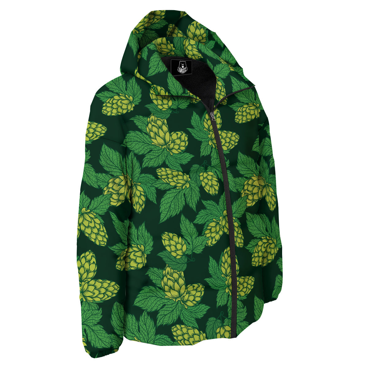 Hop Cone Vintage Print Pattern Down Jacket-grizzshop