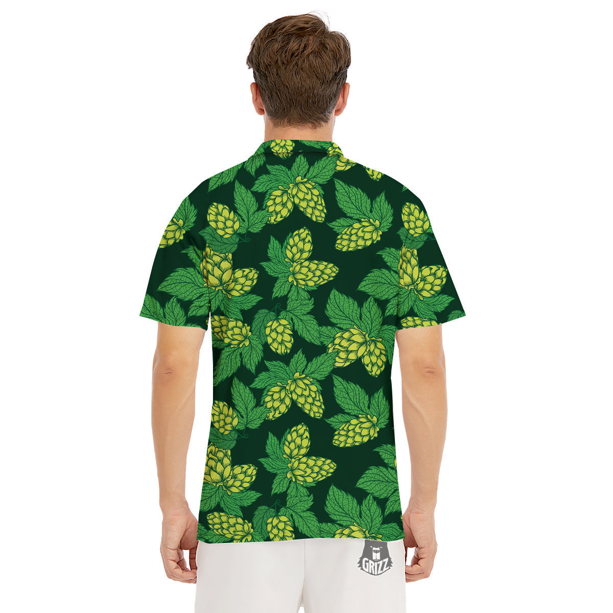 Hop Cone Vintage Print Pattern Men's Golf Shirts-grizzshop