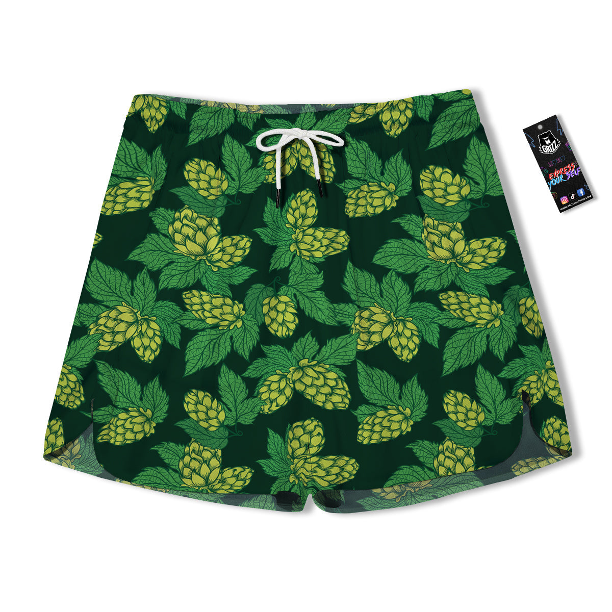 Hop Cone Vintage Print Pattern Men's Running Shorts-grizzshop