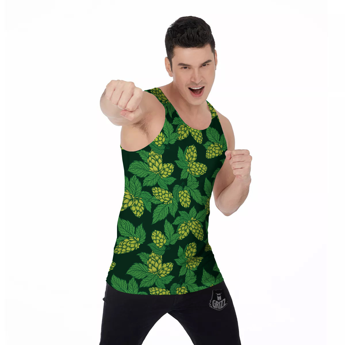 Hop Cone Vintage Print Pattern Men's Tank Top-grizzshop