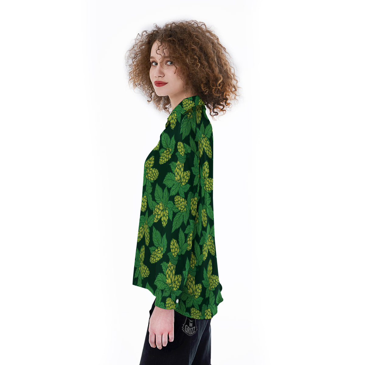 Hop Cone Vintage Print Pattern Women's Long Sleeve Shirts-grizzshop