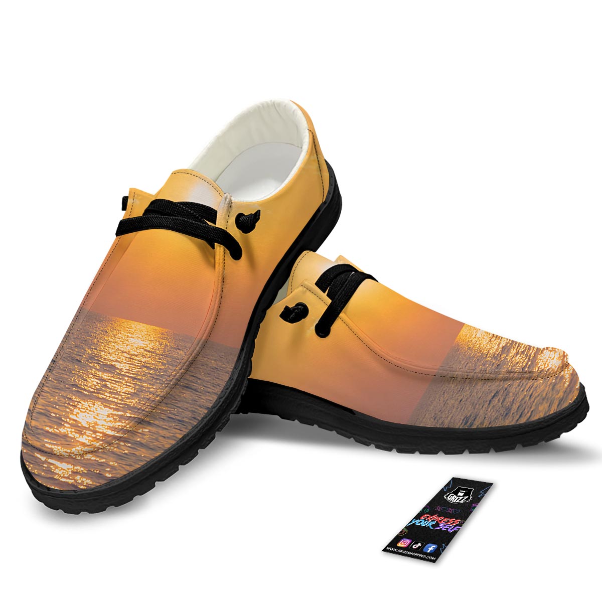 Horizon Sunrise Print Black Loafers-grizzshop