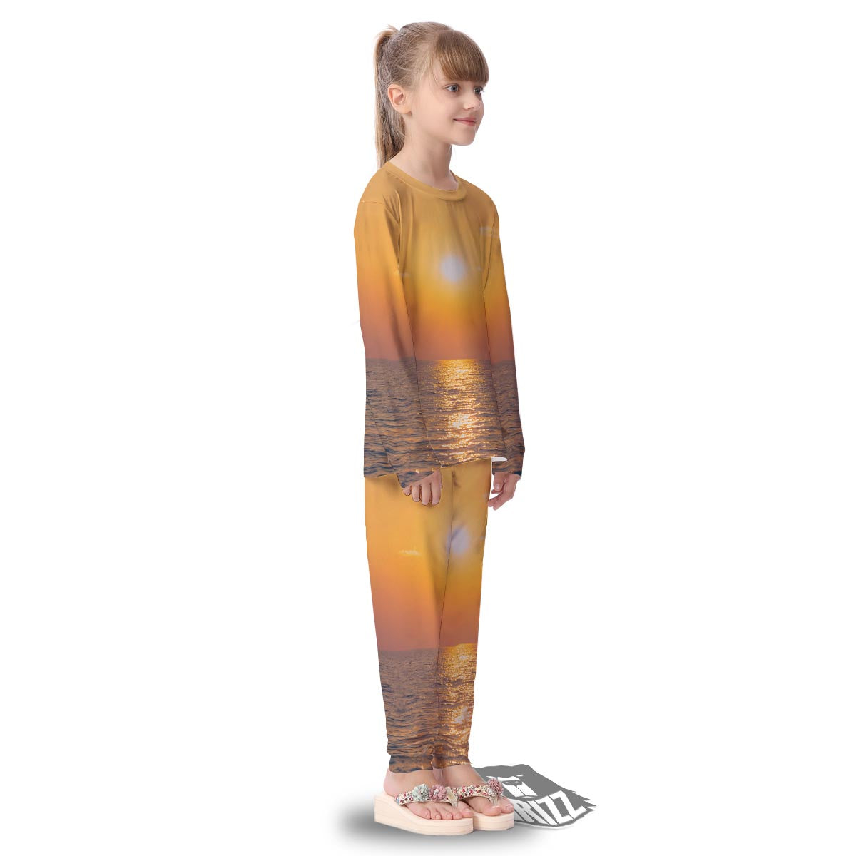 Horizon Sunrise Print Kid's Pajamas-grizzshop