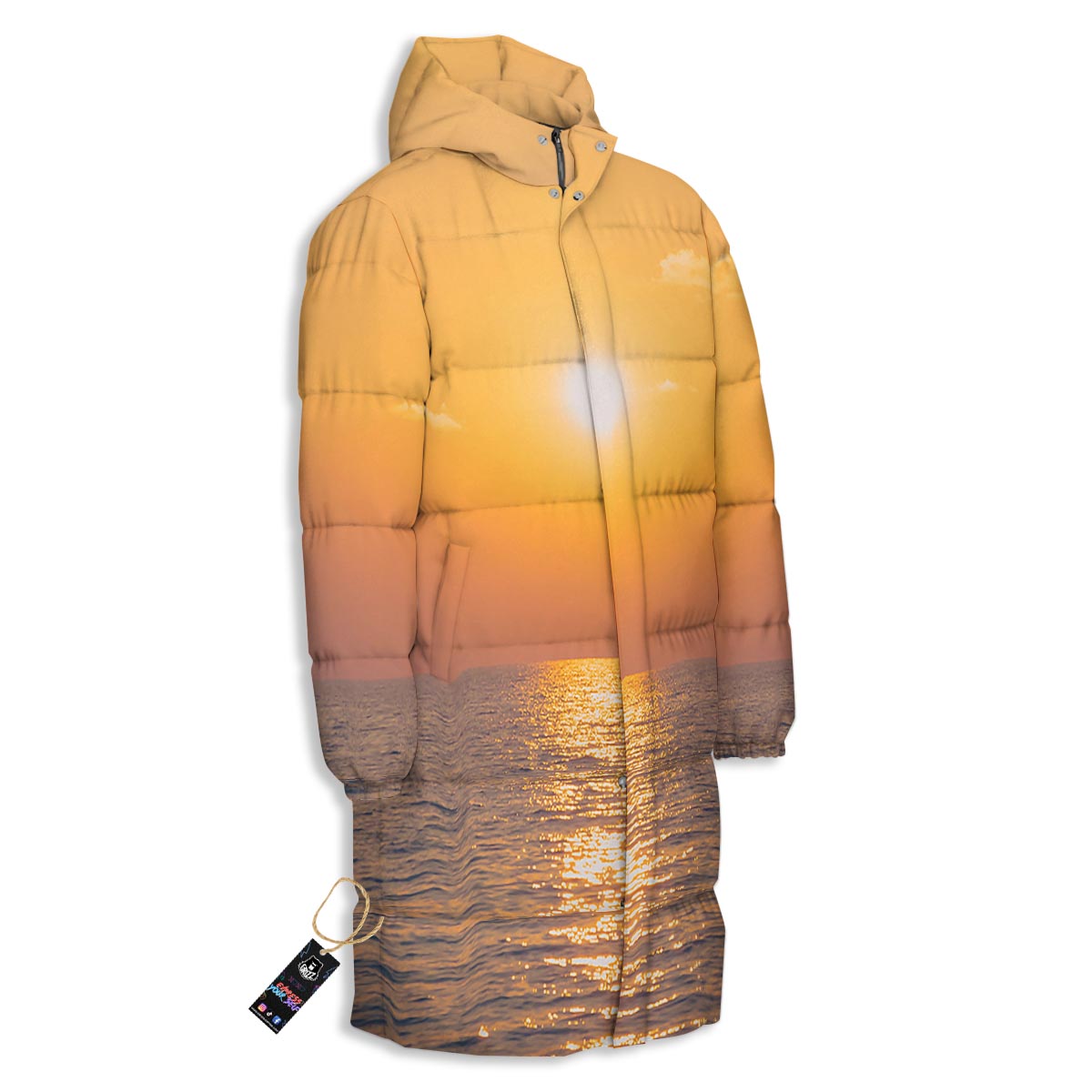Horizon Sunrise Print Long Down Jacket-grizzshop
