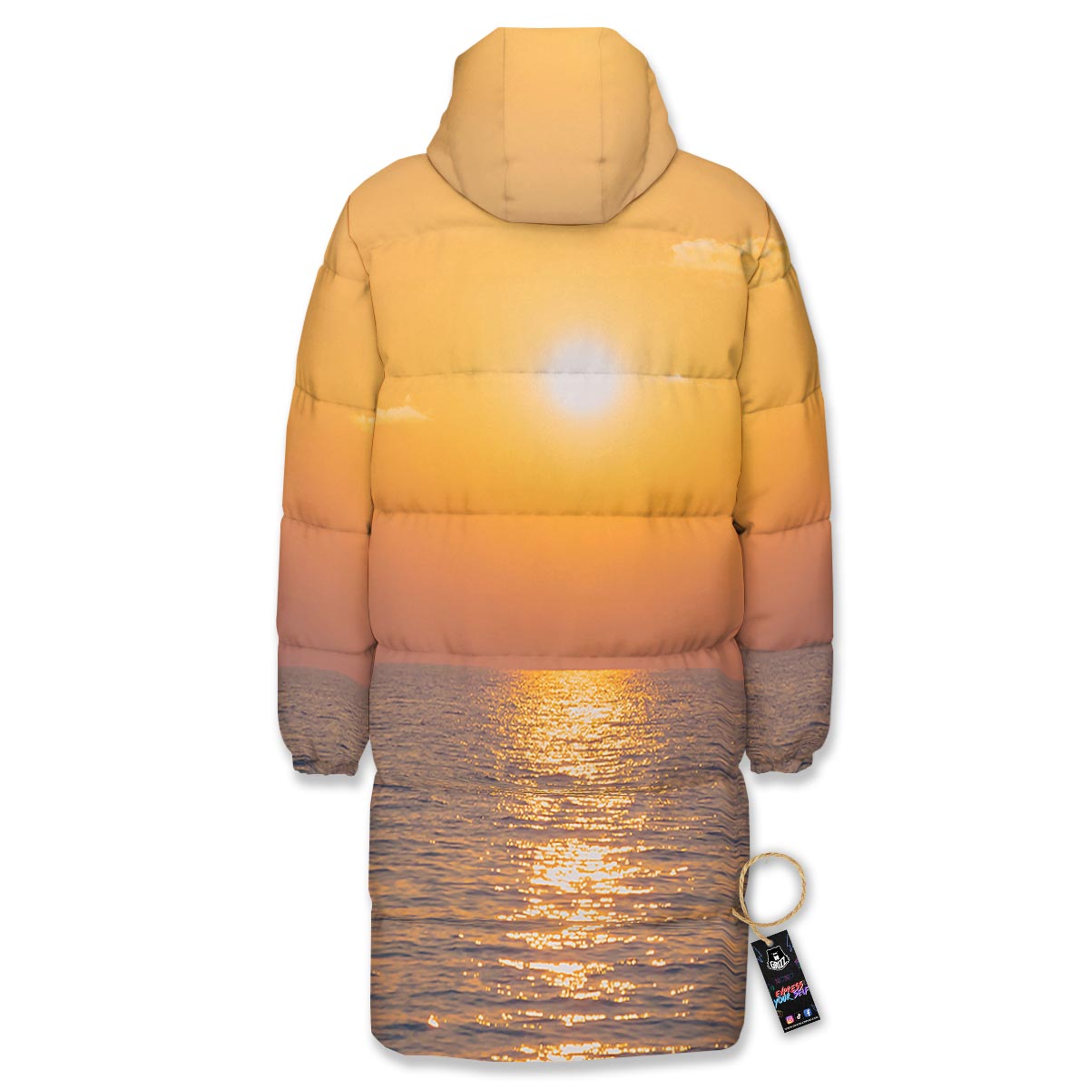 Horizon Sunrise Print Long Down Jacket-grizzshop