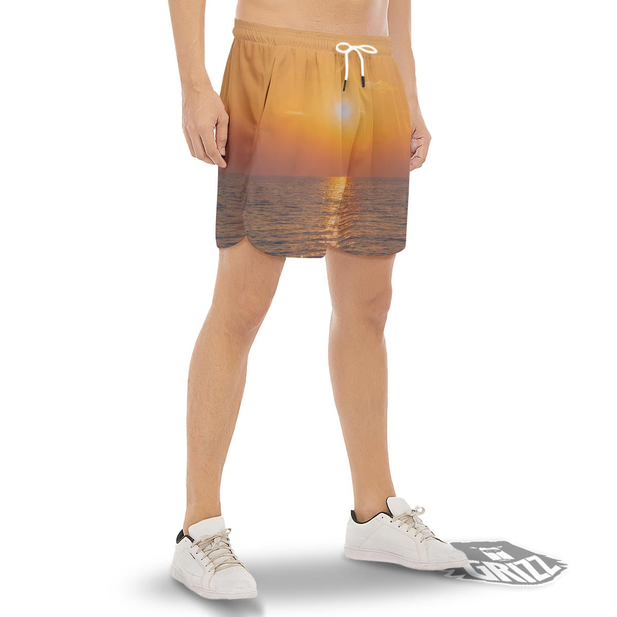 Horizon Sunrise Print Men's Gym Shorts-grizzshop