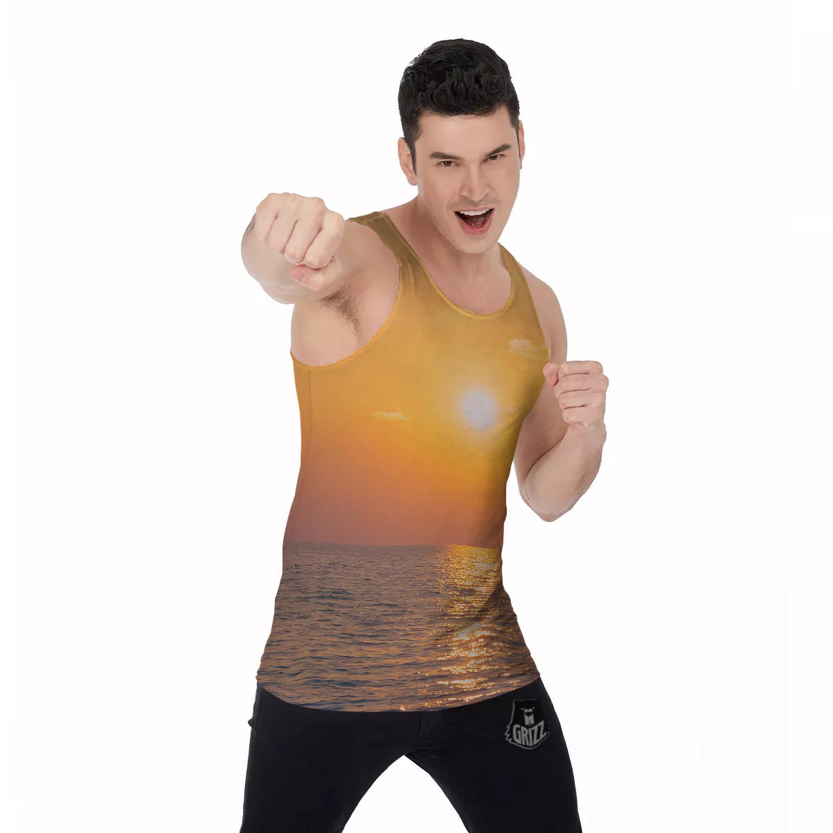 Horizon Sunrise Print Men's Tank Top-grizzshop