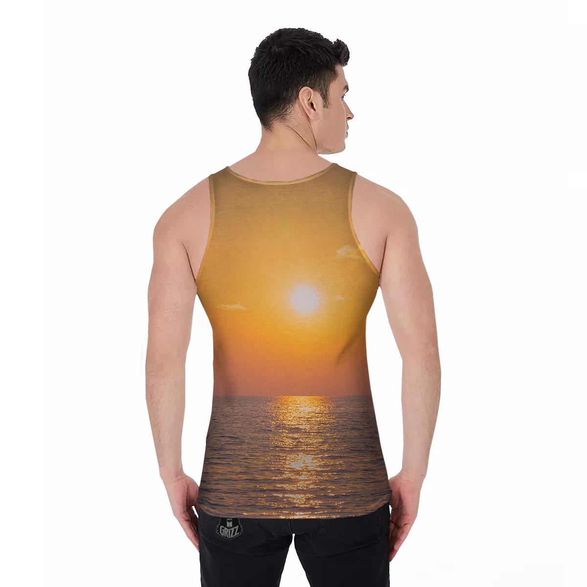 Horizon Sunrise Print Men's Tank Top-grizzshop