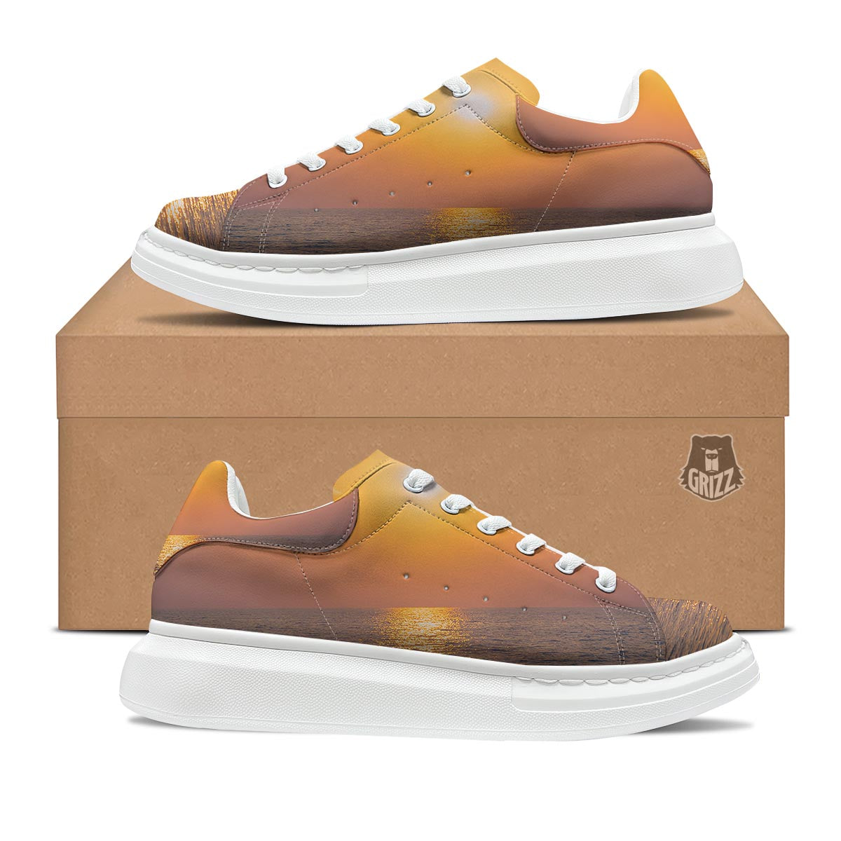 Horizon Sunrise Print Platform Shoes-grizzshop