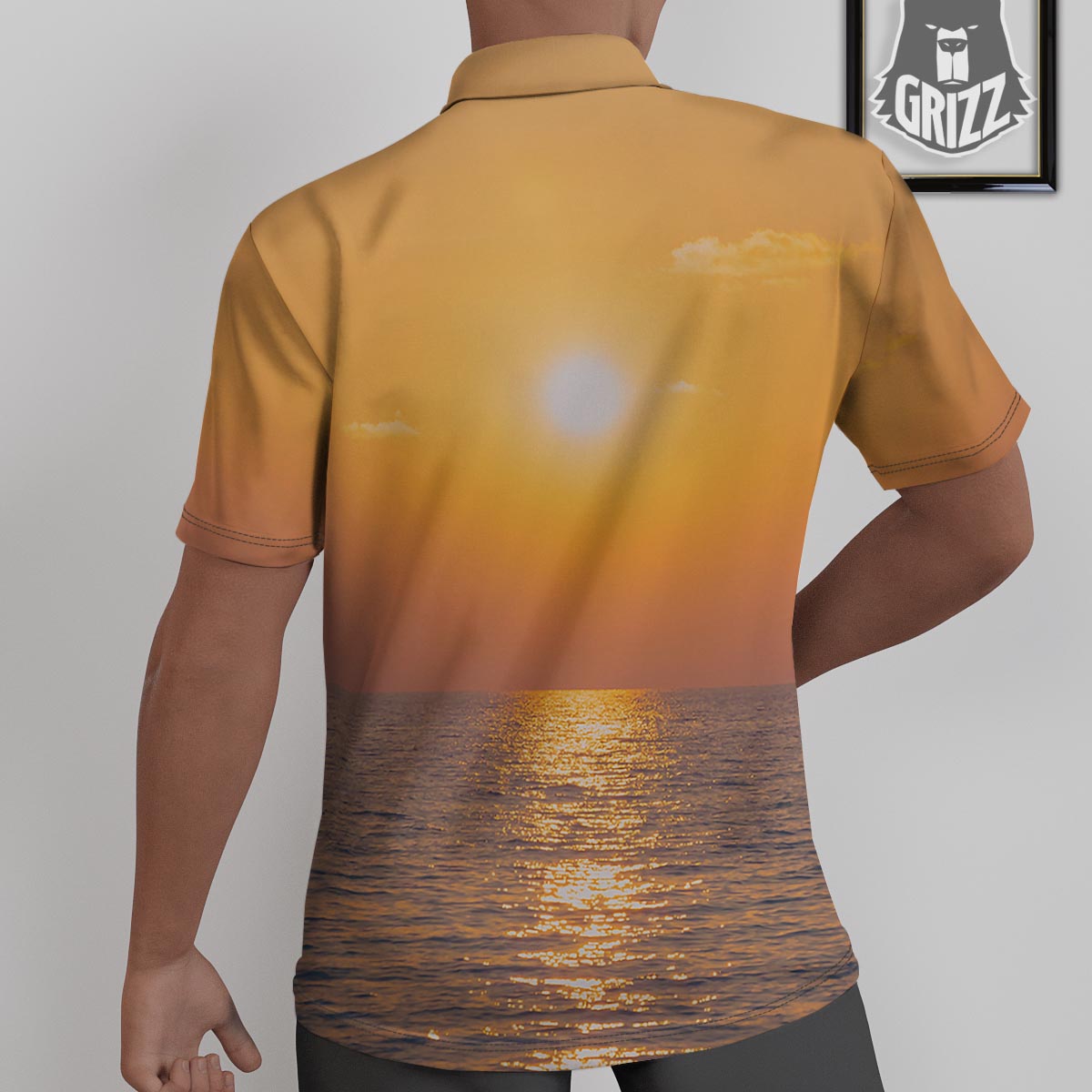 Horizon Sunrise Print Untucked Shirts-grizzshop