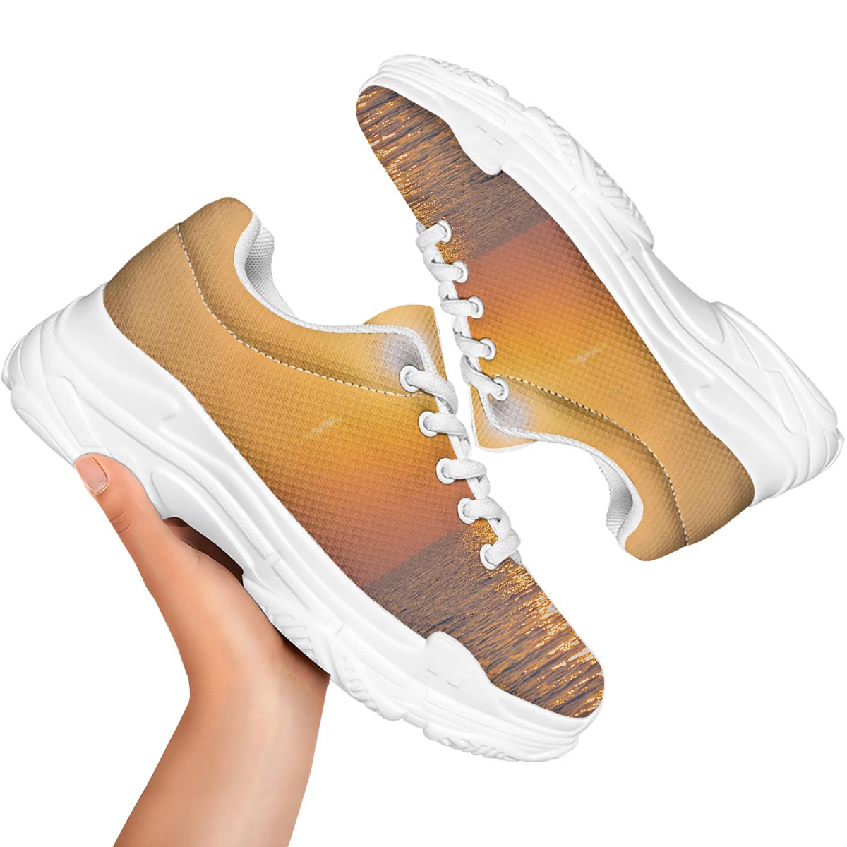 Horizon Sunrise Print White Chunky Shoes-grizzshop