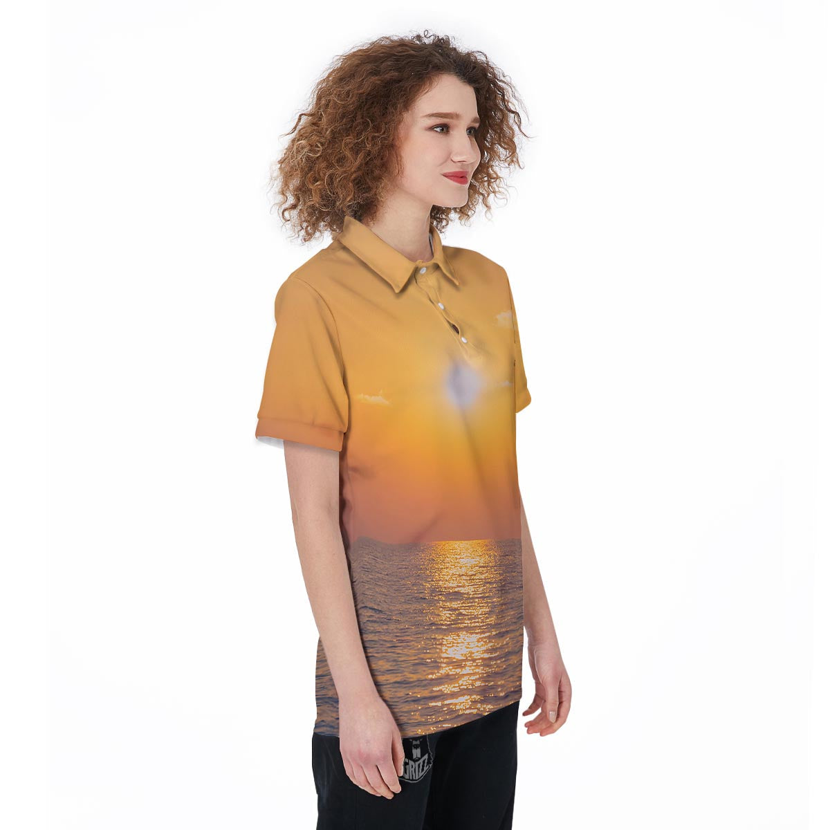 Horizon Sunrise Print Women's Golf Shirts-grizzshop