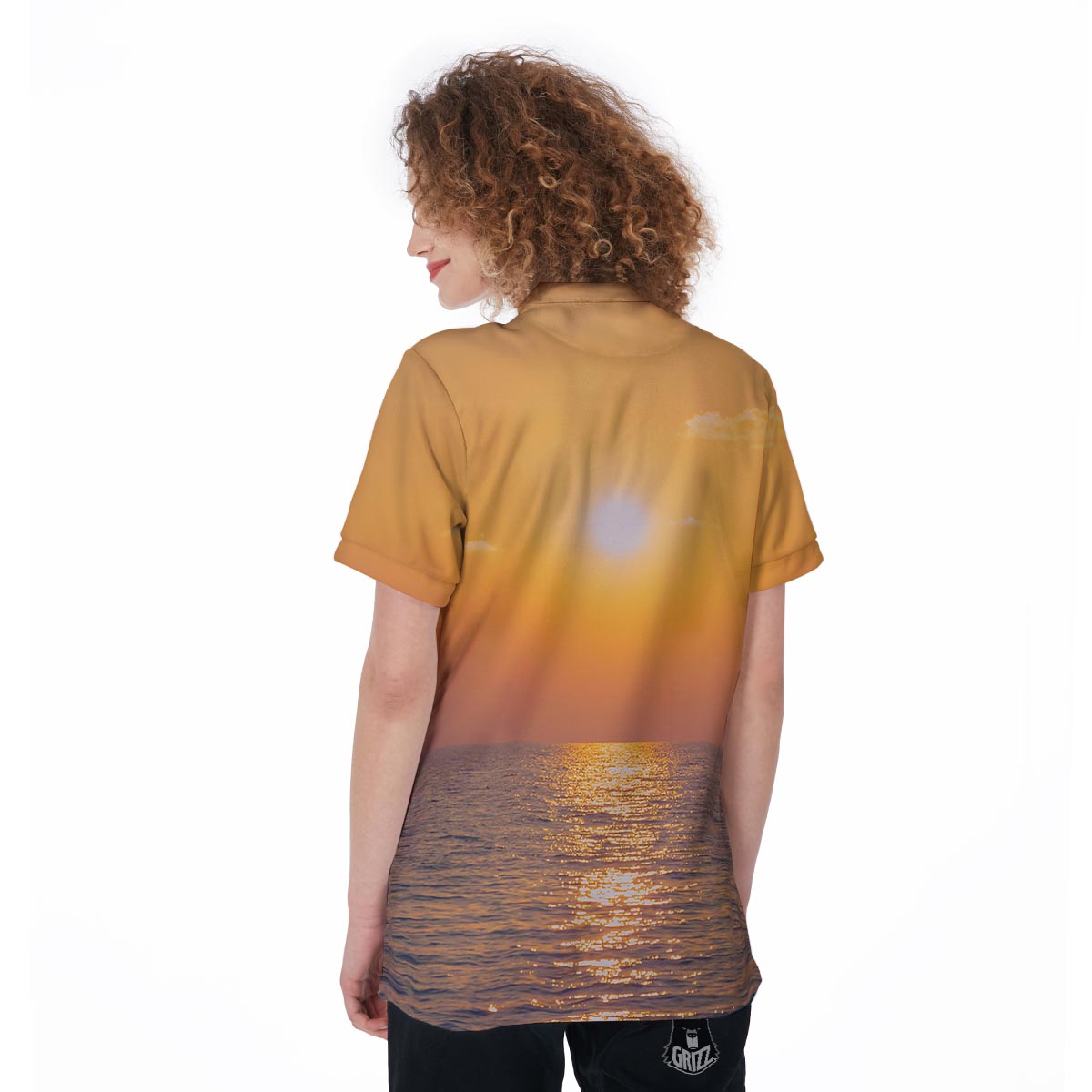 Horizon Sunrise Print Women's Golf Shirts-grizzshop