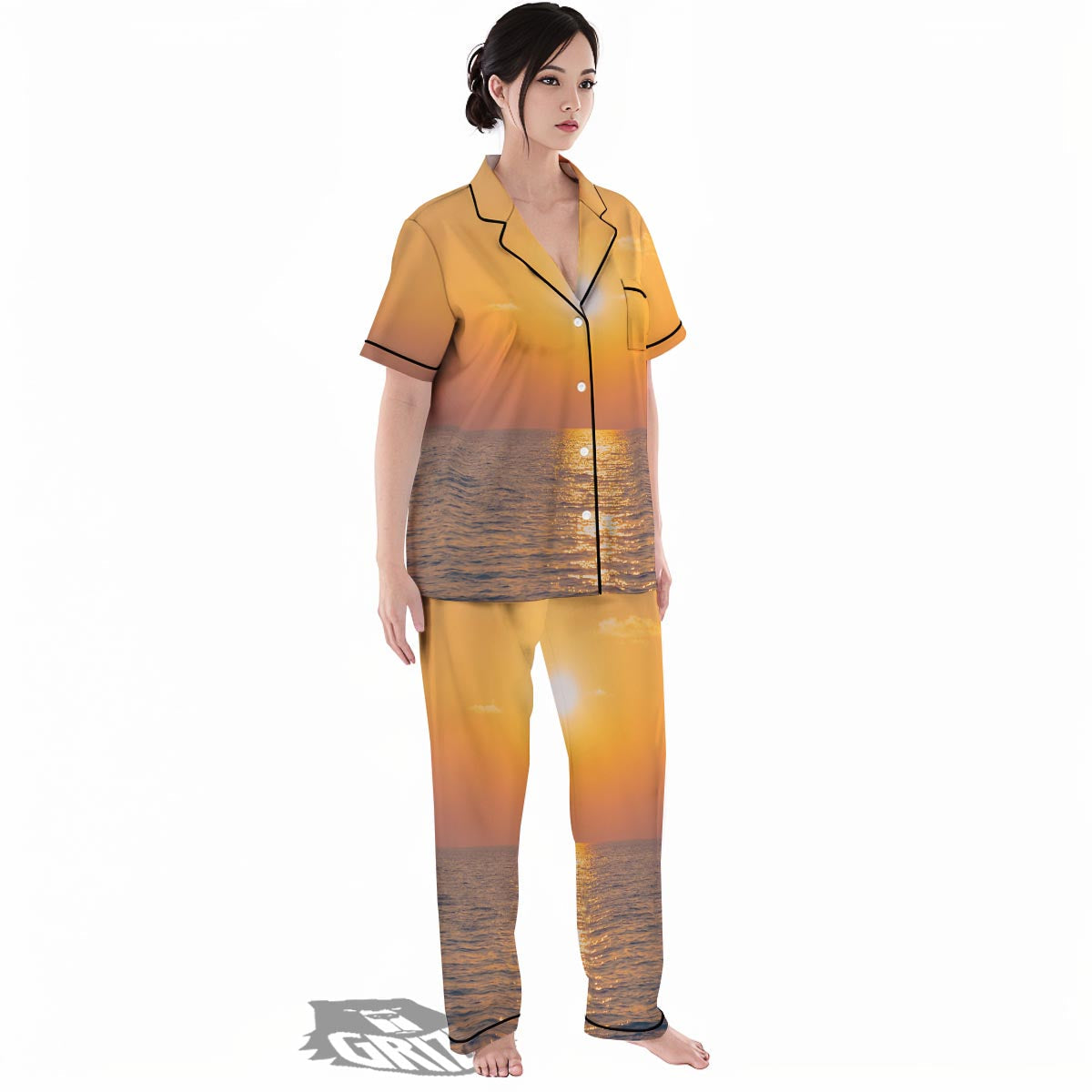 Horizon Sunrise Print Women's Pajamas Set-grizzshop