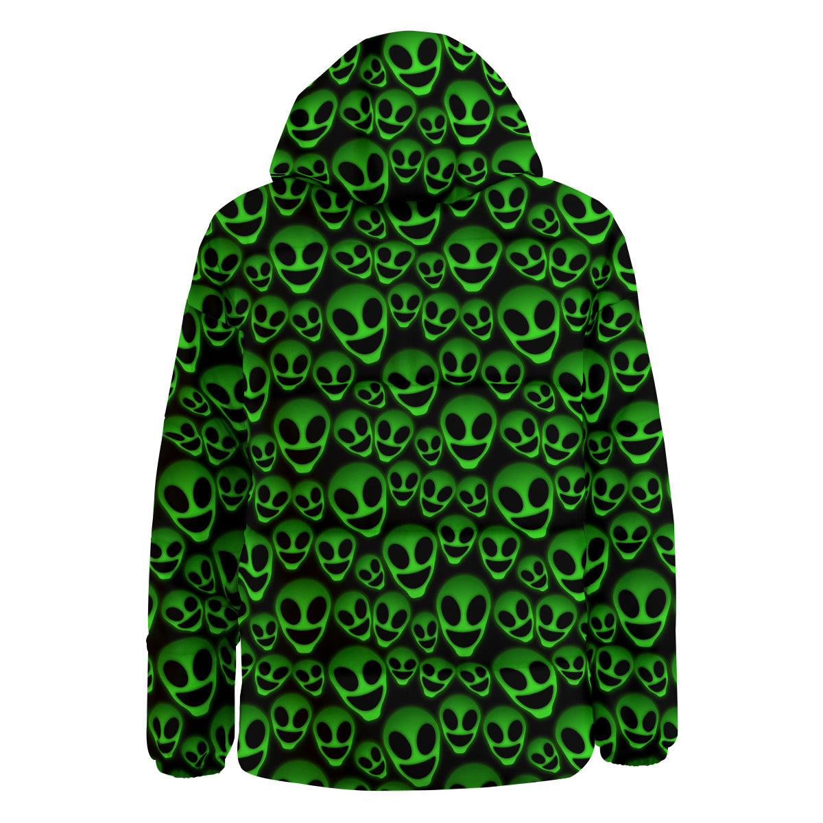 Horror Alien Green Neon Print Pattern Down Jacket-grizzshop