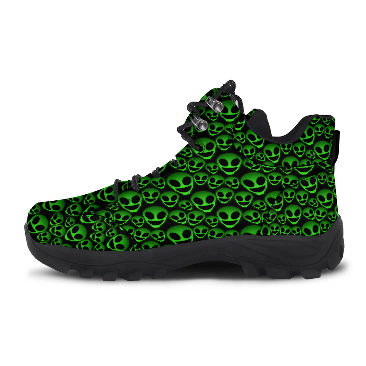 Horror Alien Green Neon Print Pattern Hiking Shoes-grizzshop