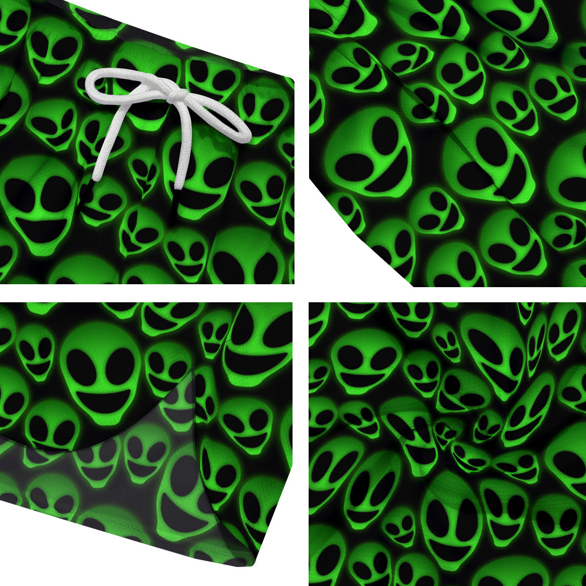 Horror Alien Green Neon Print Pattern Men's Running Shorts-grizzshop