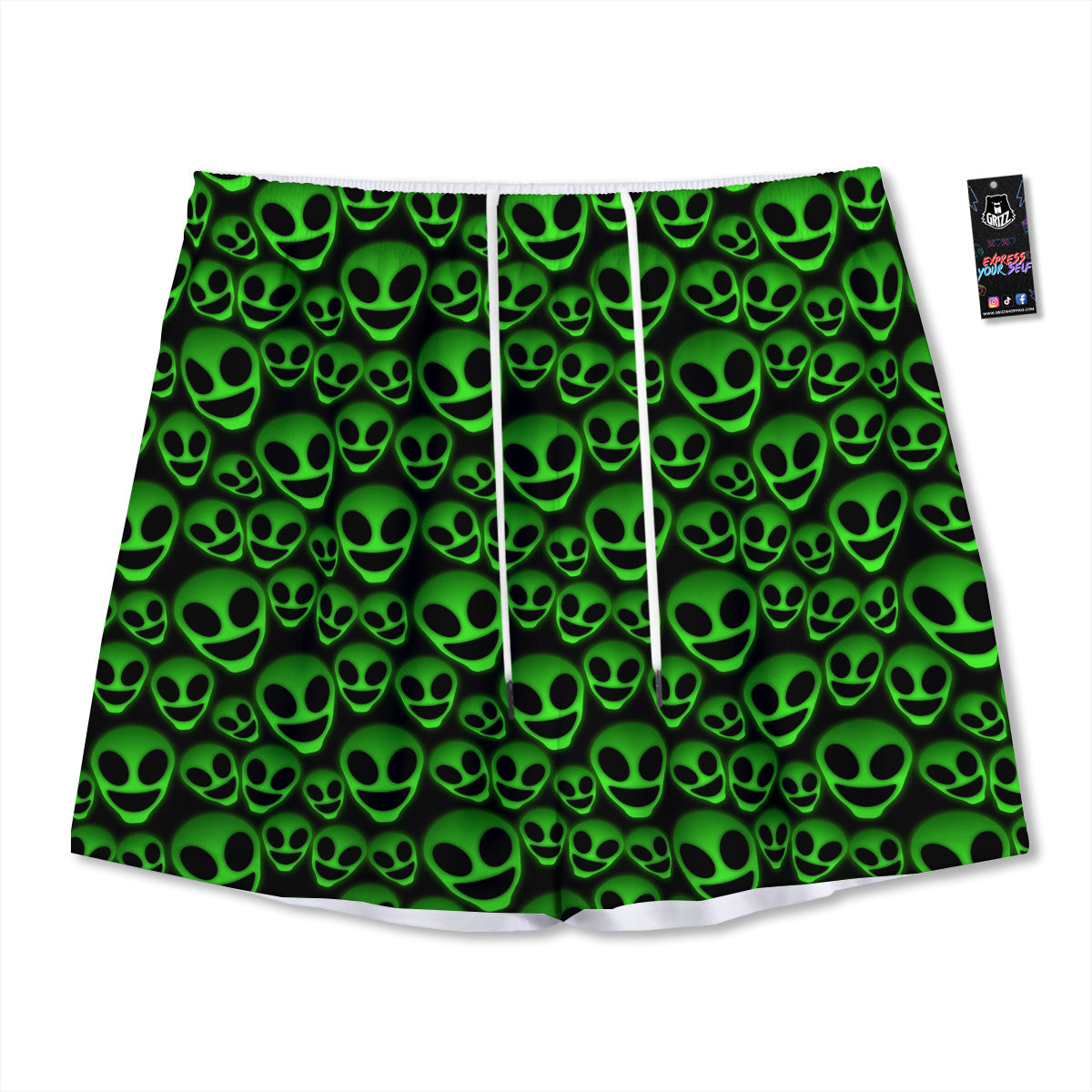 Marble White Dark Grey Print Mesh Shorts