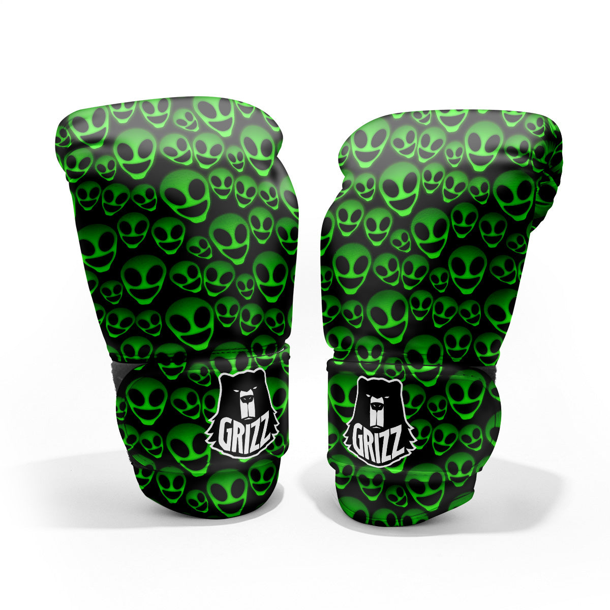 Horror Alien Green Neon Print Pattern Pro Boxing Glove