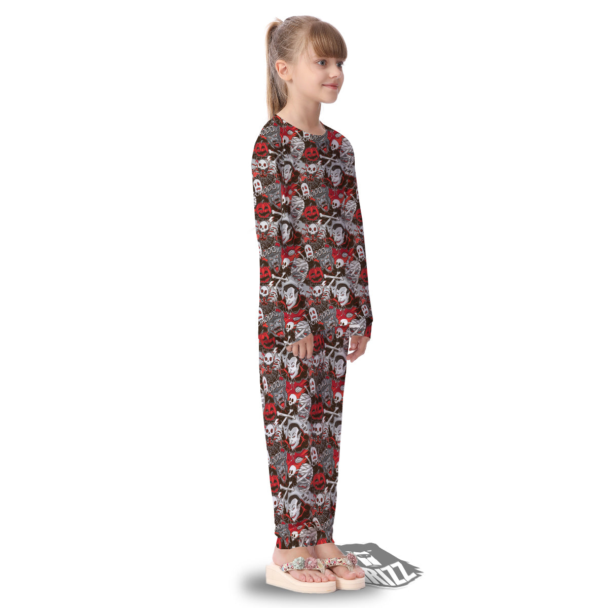 Horror Monsters Halloween Print Pattern Kid's Pajamas-grizzshop