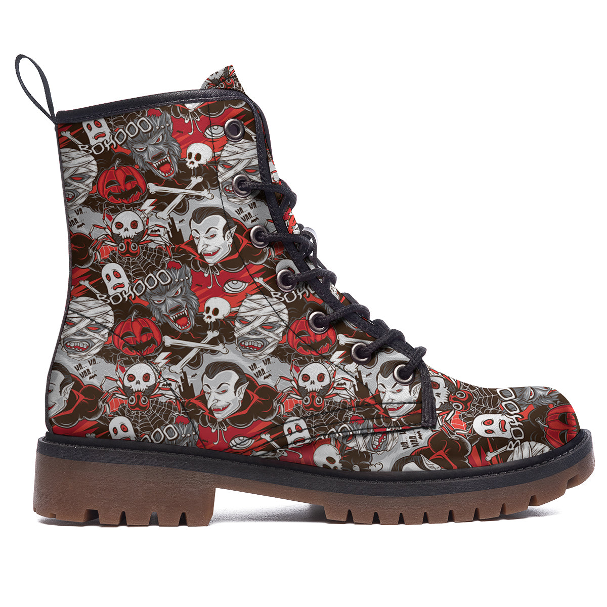 Horror Monsters Halloween Print Pattern Work Boots-grizzshop