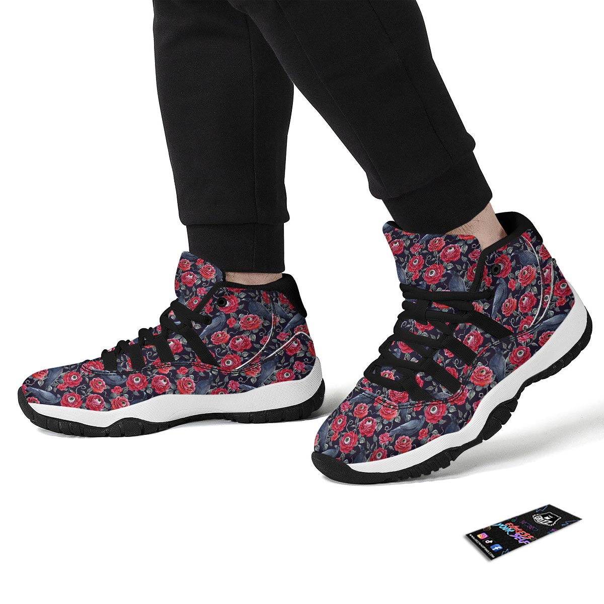 Horror Roses With Eyeballs Black Bball Shoes-grizzshop