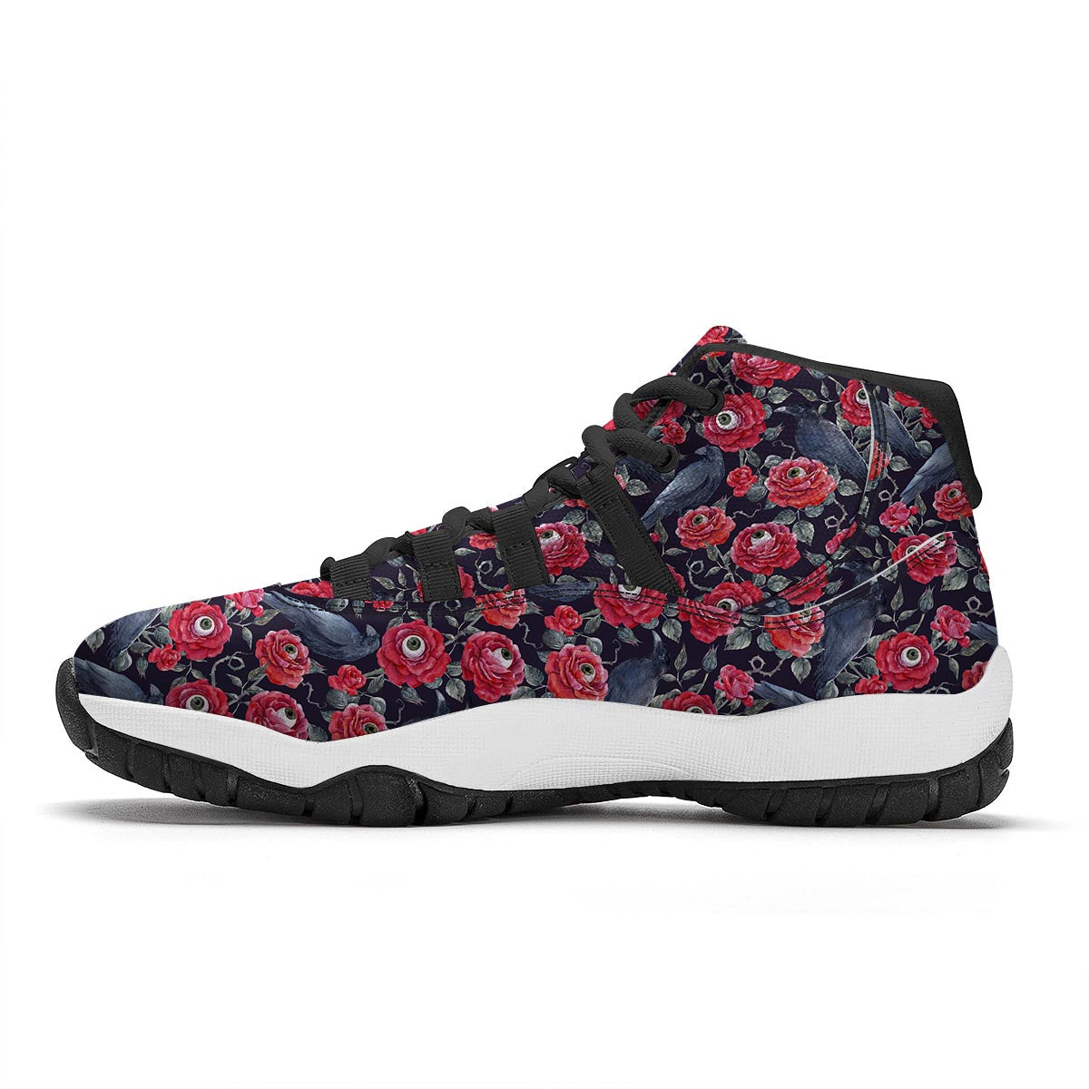 Horror Roses With Eyeballs Black Bball Shoes-grizzshop
