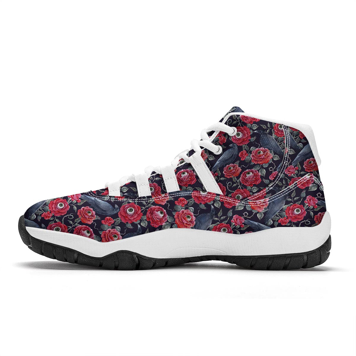 Horror Roses With Eyeballs White Bball Shoes-grizzshop