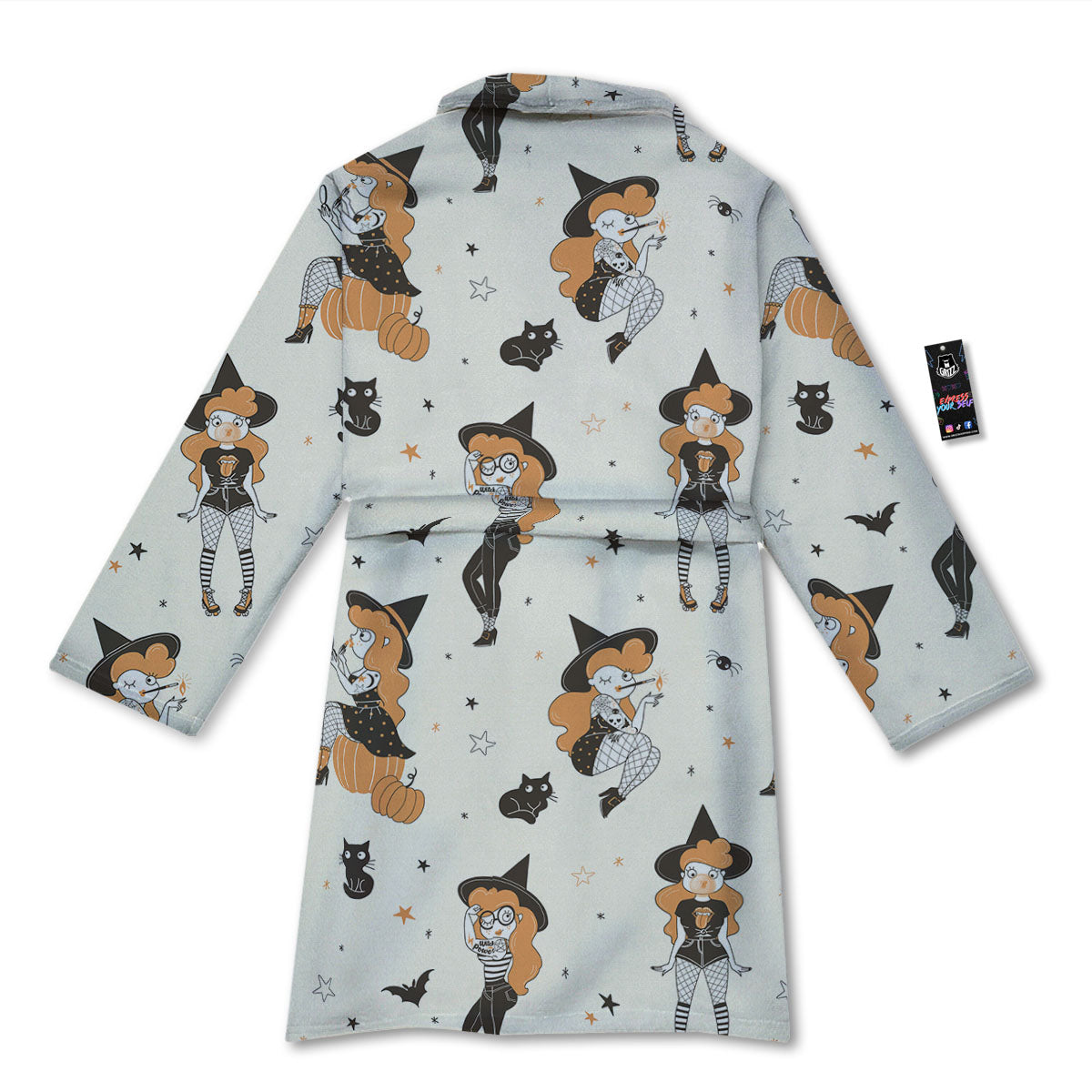 Horror Witch Black And Red Print Pattern Bathrobe-grizzshop