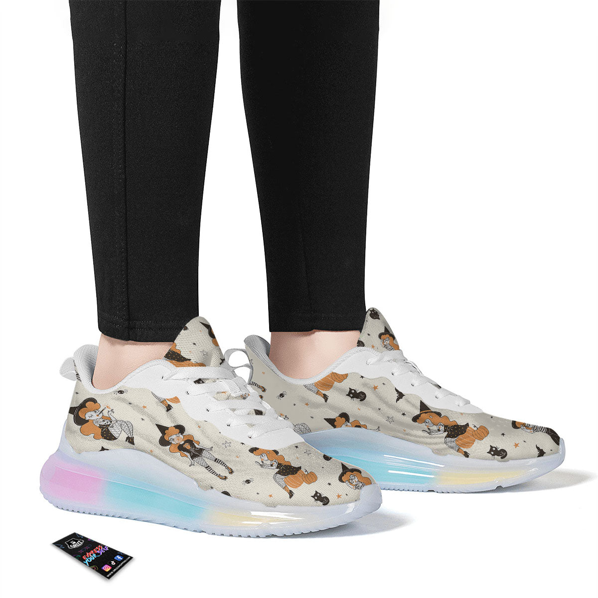 Horror Witch Black And Red Print Pattern Running Sneakers-grizzshop