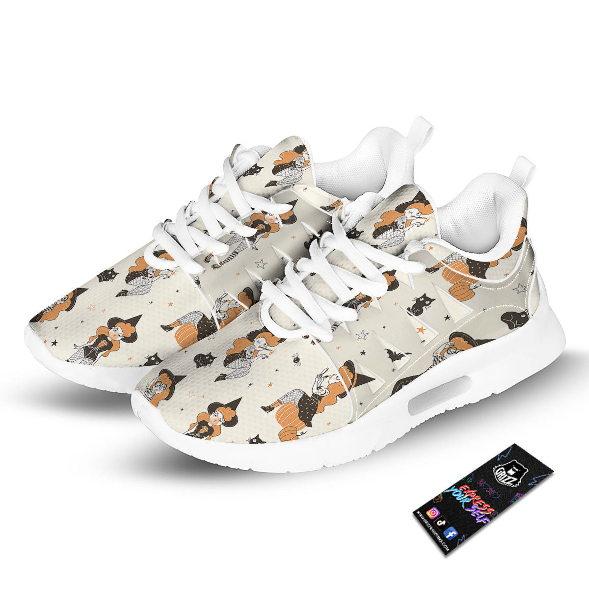 Horror Witch Black And Red Print Pattern Tennis Shoes-grizzshop