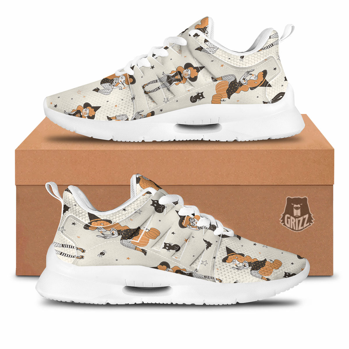 Horror Witch Black And Red Print Pattern Tennis Shoes-grizzshop