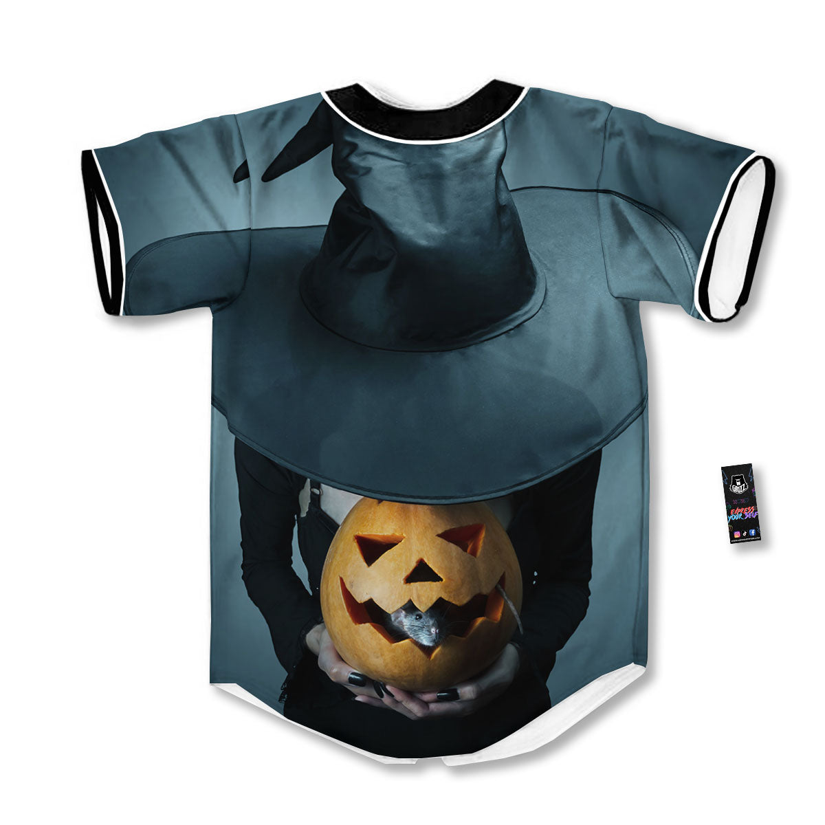 Horror Witch Halloween Print Baseball Jersey-grizzshop