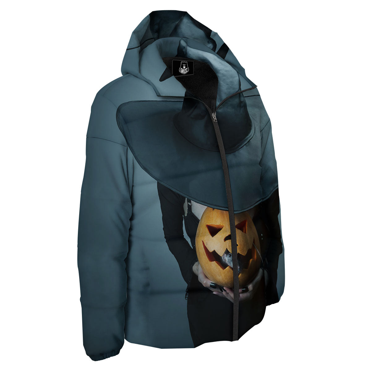 Horror Witch Halloween Print Down Jacket-grizzshop
