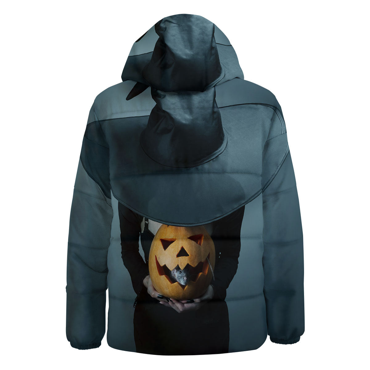 Horror Witch Halloween Print Down Jacket-grizzshop