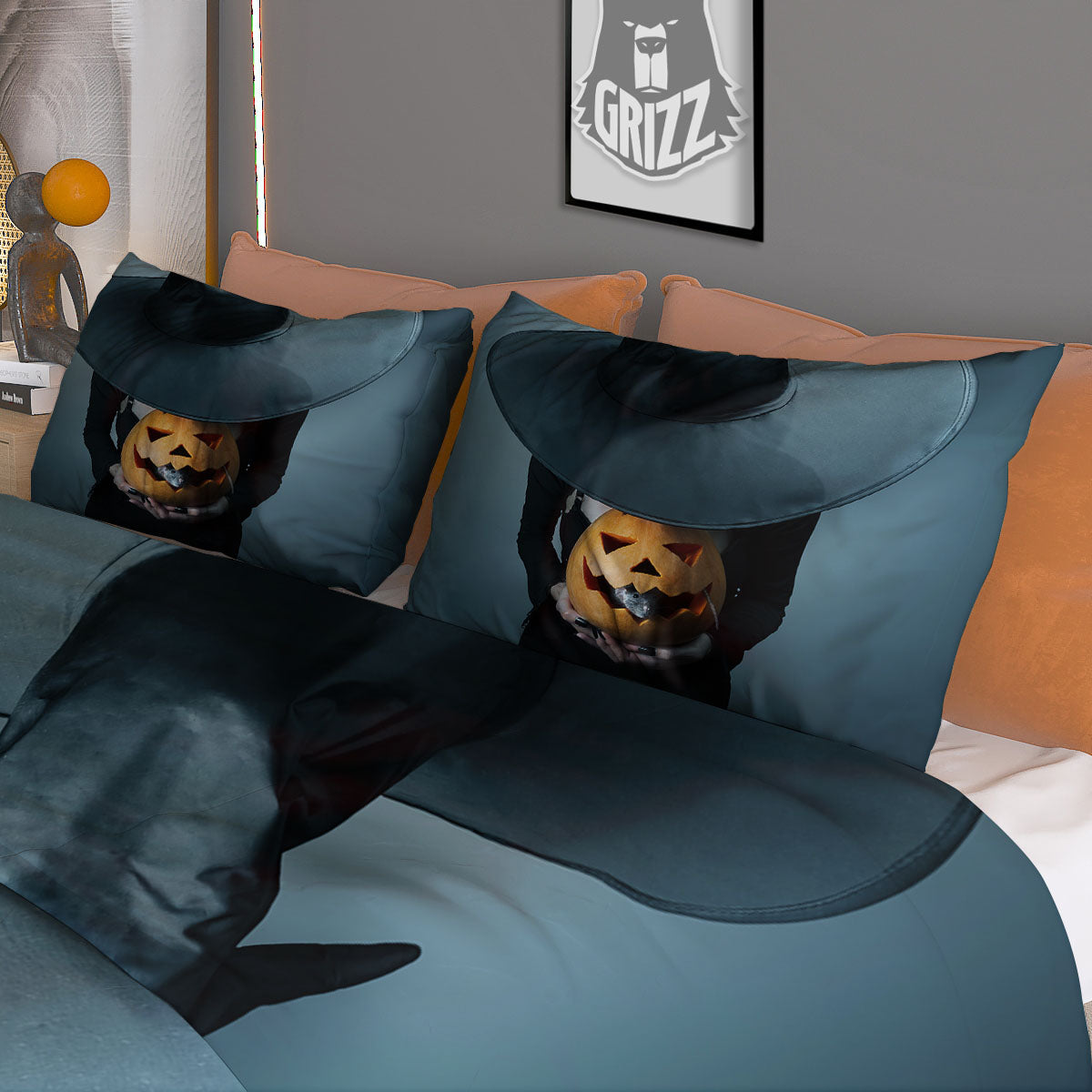 Horror Witch Halloween Print Duvet Cover Bedding Set
