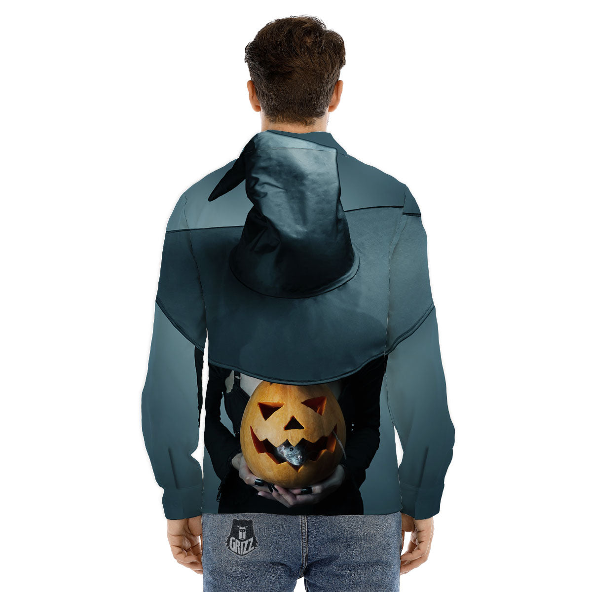 Horror Witch Halloween Print Men's Dress Shirts-grizzshop