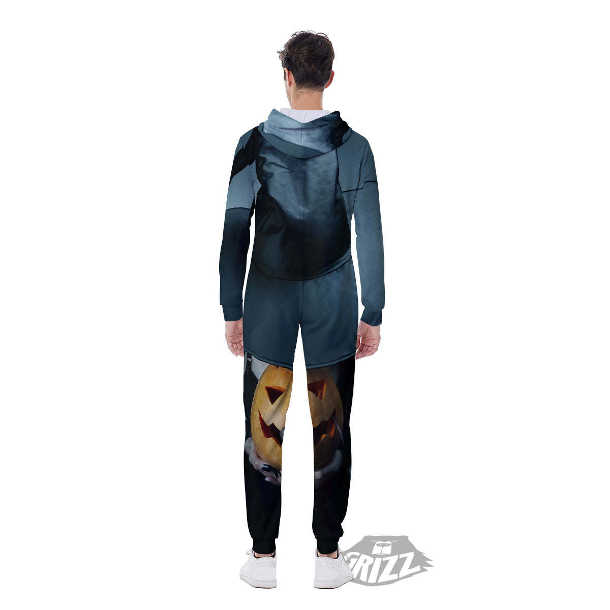 Horror Witch Halloween Print Men's Jumpsuit-grizzshop